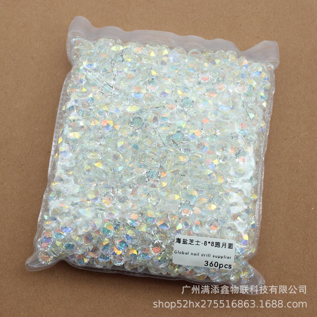 Целая упаковка из 360 кристаллов с острым дном в виде морской соли и сыра, бриллиантов, толстых квадратных, с кривым сердцем, украшений для дизайна ногтей