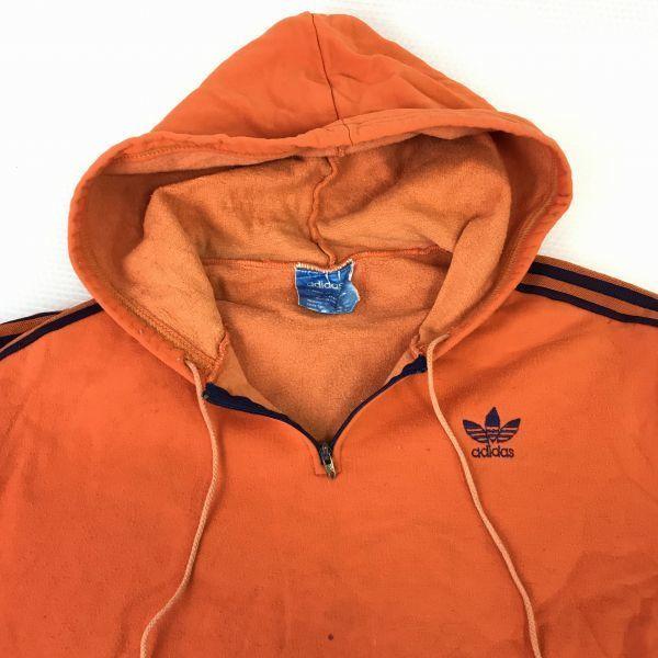 1960-70-е годы Франция Винтажная толстовка с капюшоном adidas с биркой VENTEX Мужская M Оранжевая(ИСПОЛЬЗОВАЛ)