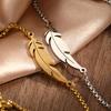 Stainless Steel Feather Pendant Bracelet for Women Men Punk Hip Hop Metal Ball Widen Chain Adjustable Hand Chain Fashion Zircon