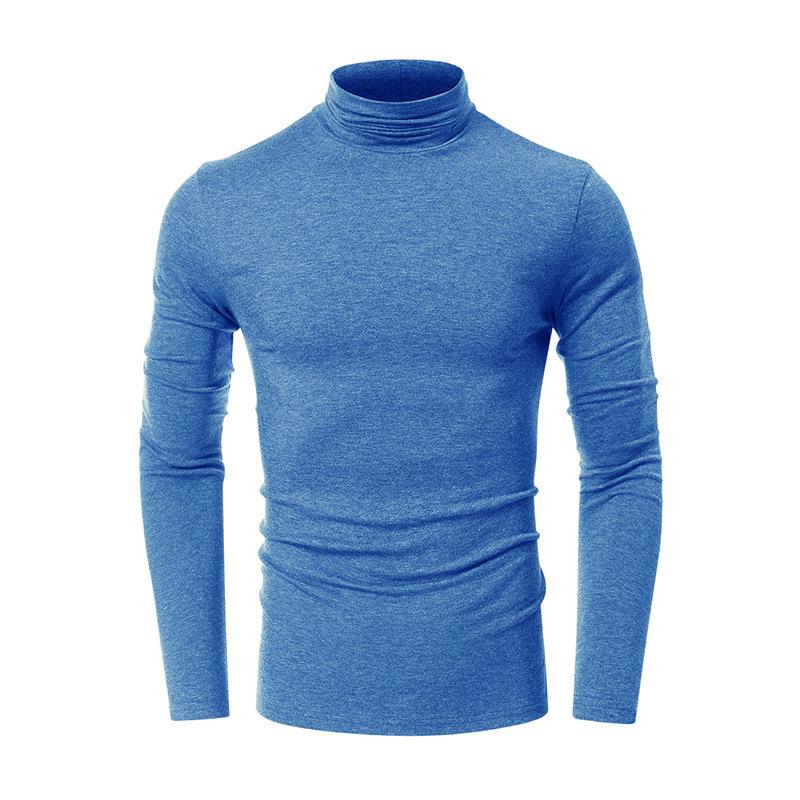 Autumn and Winter High-neck Men's Bottom Shirt Long-sleeved T-shirt Solid Color