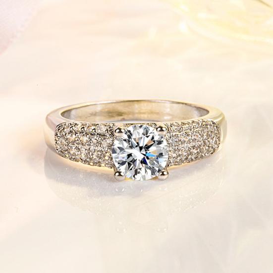 Кольцо с цирконием, изысканное мастерство, блестящая геометрическая полировка, ослепительный долговечный ювелирный аксессуар, женское обещание