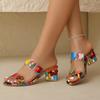 Верхняя одежда больших размеров, модные сандалии и тапочки, женская обувь, толстый каблук, однотонный каблук, цветные босоножки на среднем каблуке