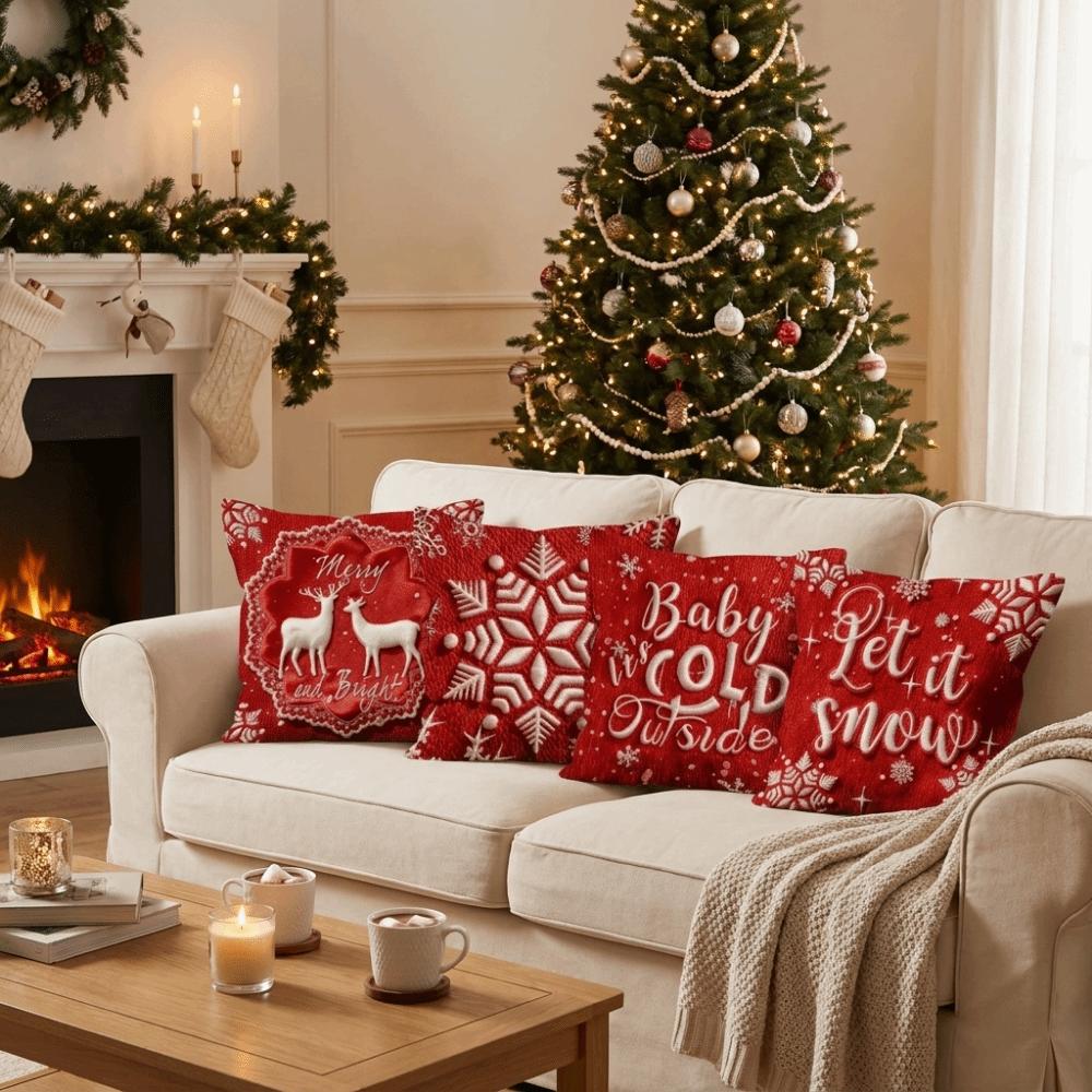 Cartoon Christmas Pillow Covers Flat Printing Xmas Pillow Cover Home Holiday Decor