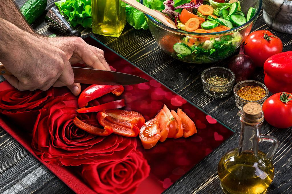 GLASS CUTTING BOARD 52x40 ROSES