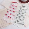 Cherry Strawberry Glass Silk Ruffle Socks Avocado Fruit Mesh Tulle Mid Tube Socks  Streetwear