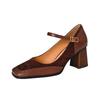 Fashion 2025 New  Fashion Women's Square Toe Pumps Chunky High Heels Beltt Buckle Heels for Women Vintage Splicing Retro Mary Jane Shoes