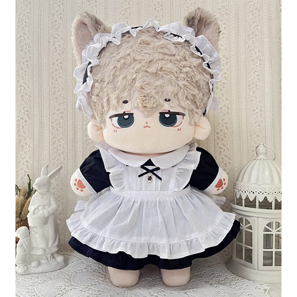 Nianniyhouse 40 см плюшевая одежда одежда горничной головной убор фартук платье сменные хлопковые аксессуары для кукол (черный)