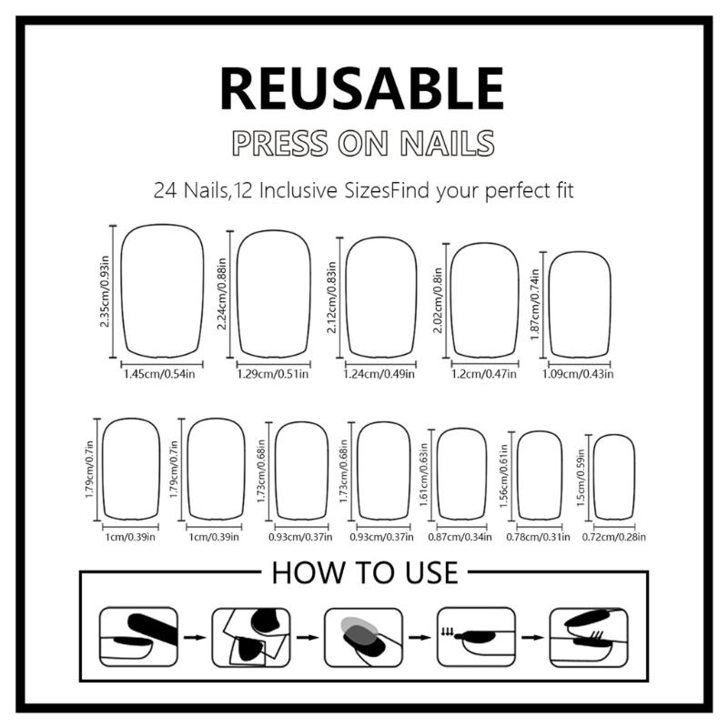 Valentine's Day Press On Nail Colorful Heart Designs Glossy False Nail Romance Acrylic Square Nail for Women 24pcs