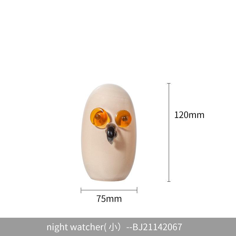 Glass Craft Cartoon Owl Artificial Animal Sculpture Abstract Bird Glassware Decorative Figurines Home Decoration Accessories