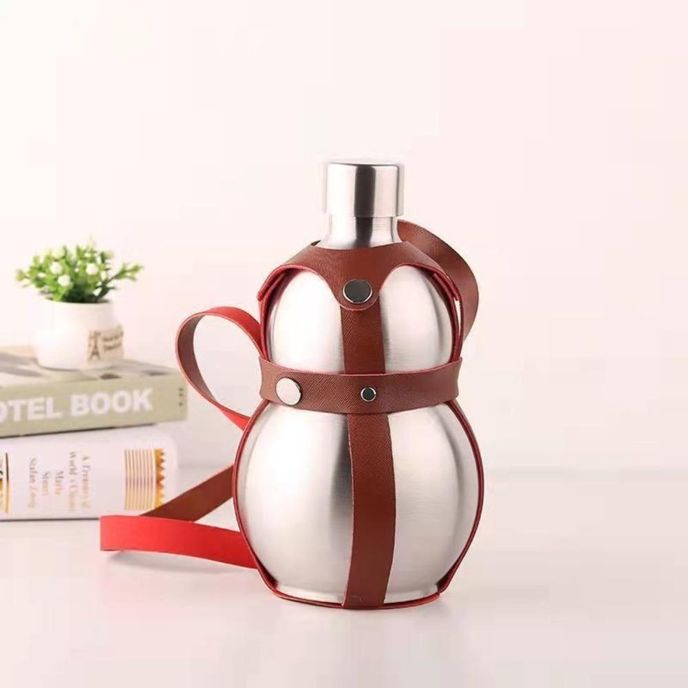 Durable Stainless Steel Gourd Water Bottle 250 500 1500ML Reusable Hip Flask Metal Large Capacity Water Kettle