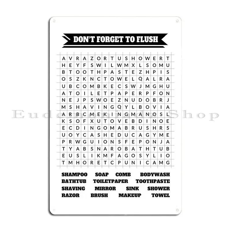 Bathroom Word Search Sign Don T Forget To Flush Metal Plaque Poster Wall Decor Living Room Designer Plaques Tin Sign Poster