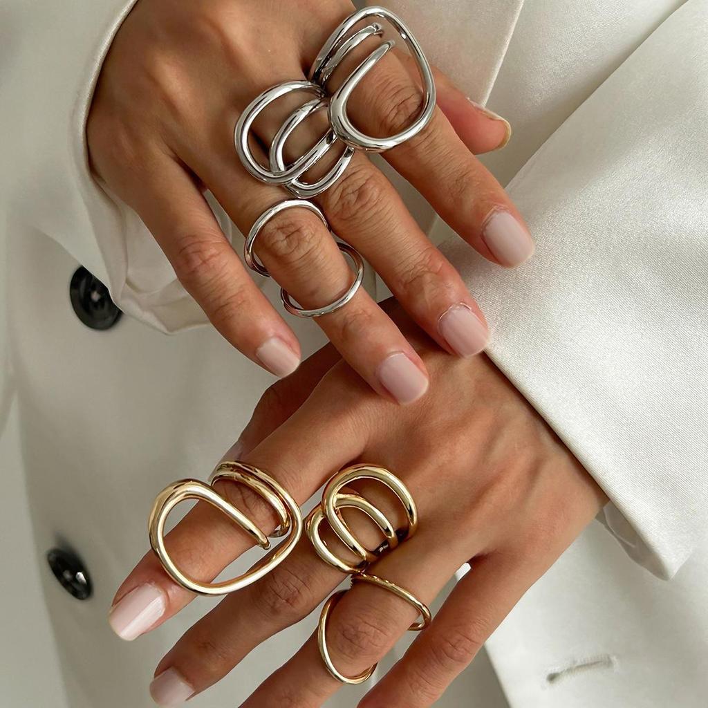 European and American Smooth Arc-Shaped Alloy Spring Bracelet Set