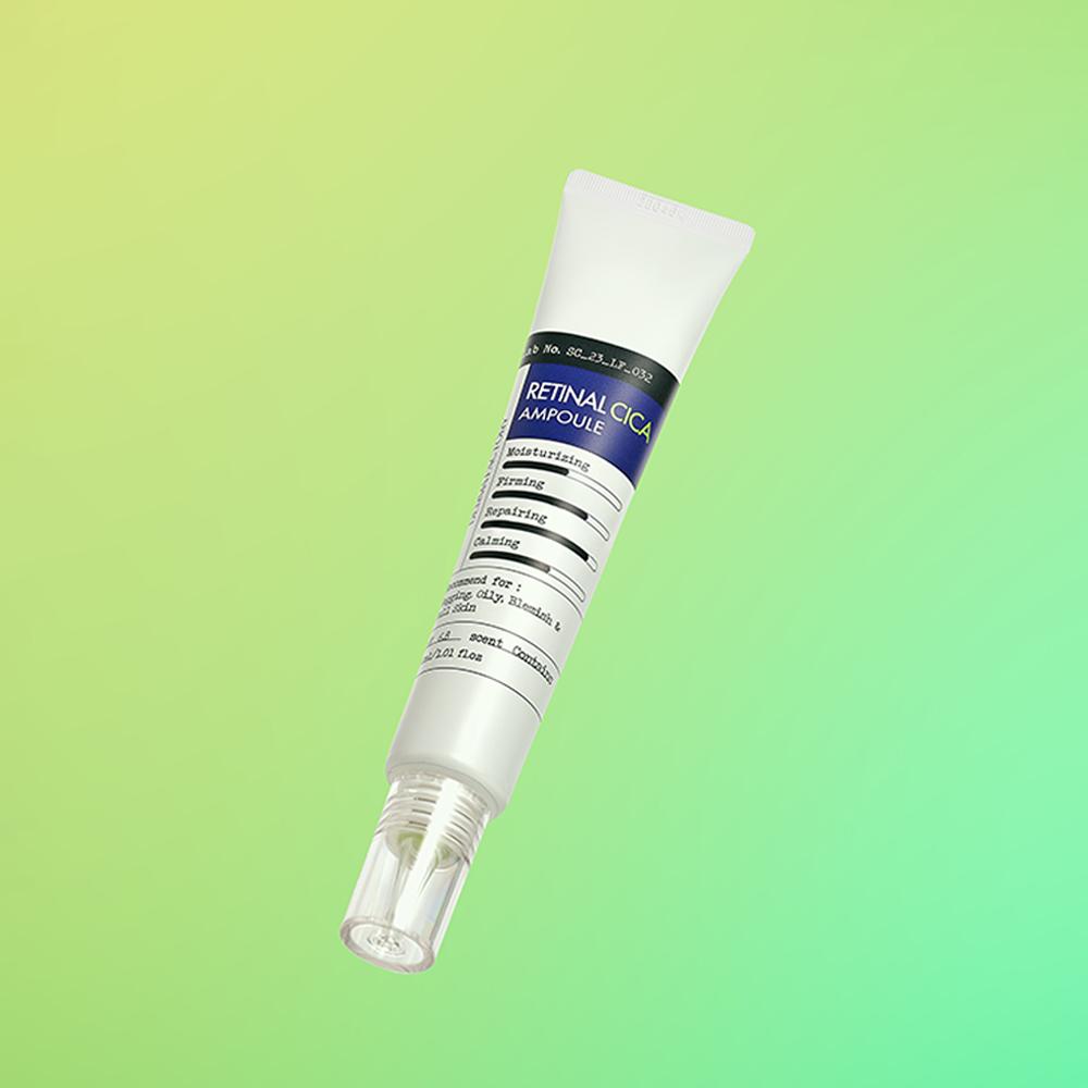 DERMA FACTORY Ретинальная ампула Cica 30 мл – Ретиналь витамина А 150 ppm, Экстракт центеллы TECA 5000 ppm, Укрепляющий и осветляющий уход против морщин, Корейский