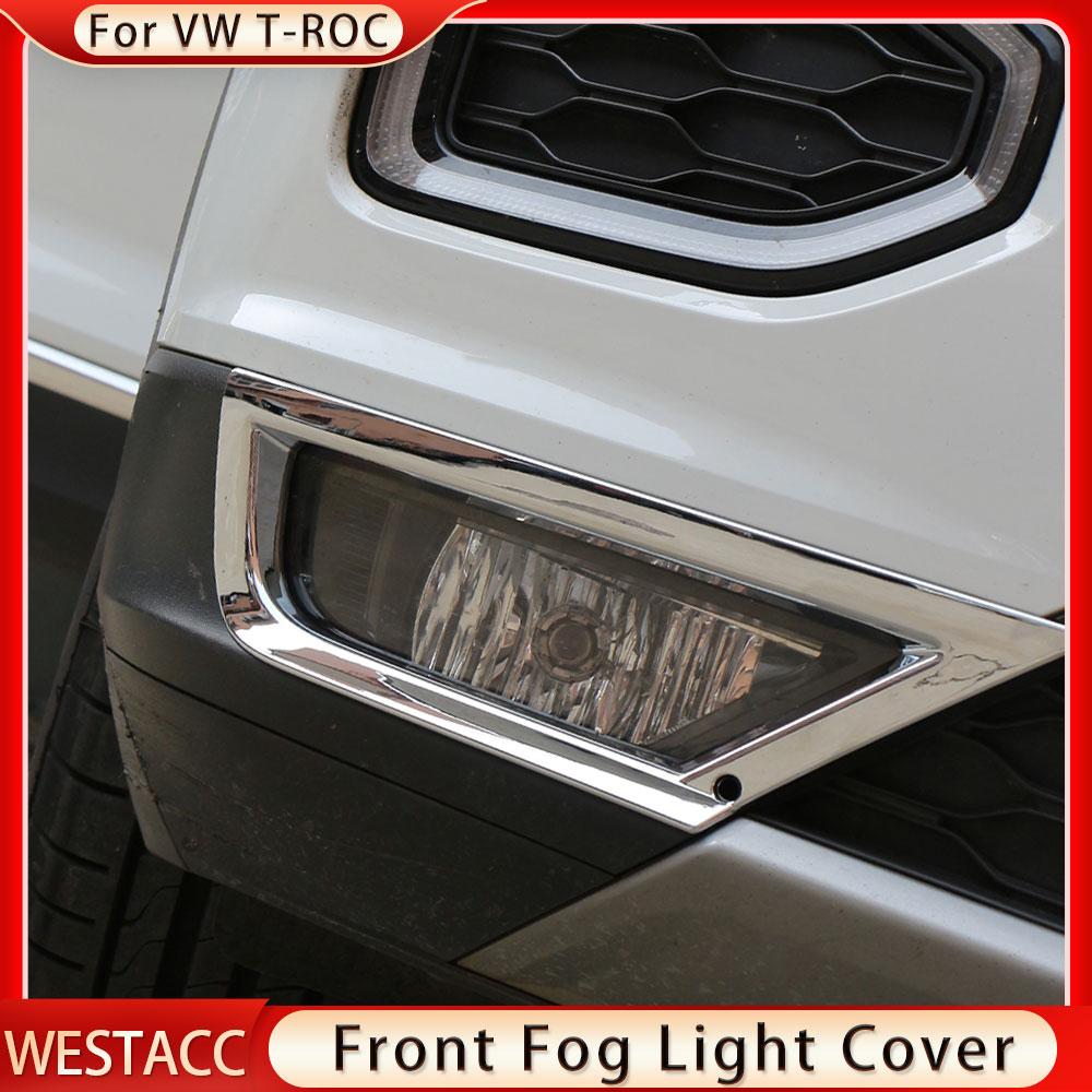 2 шт. хромированная передняя противотуманная фара автомобиля, накладка на крышку, наклейка для VW Volkswagen T-ROC TROC 2018 2022 2023