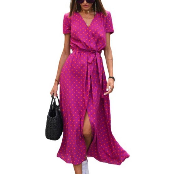 HNXC Женская мода лето весна цветочный принт с коротким рукавом V-образным вырезом повседневные платья