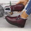 Женские ботинки Плюшевые женские туфли Противоскользящие женские зимние ботинки Зимние хлопковые кожаные туфли Повседневные ботильоны Черные Красные Botas Mujer