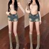Retro Denim Shorts for Women In Summer Thin Sexy Hips and High Waist Slimming A-line Pants