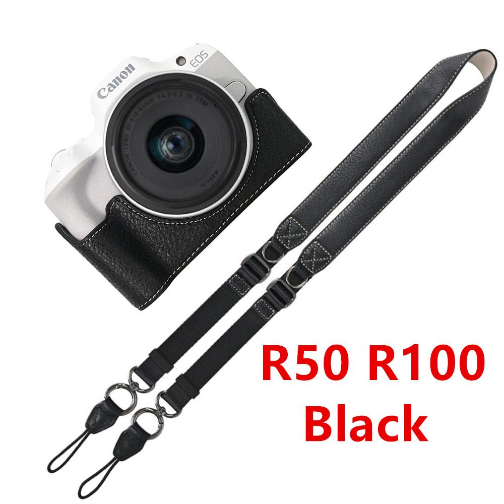 Получехол для камеры из ПУ кожи личи для Canon EOS R50V R50 R100 R8 R10 R5 R5II R6 R6II 200D 200DII SX70HS, чехол с плечевым ремнем