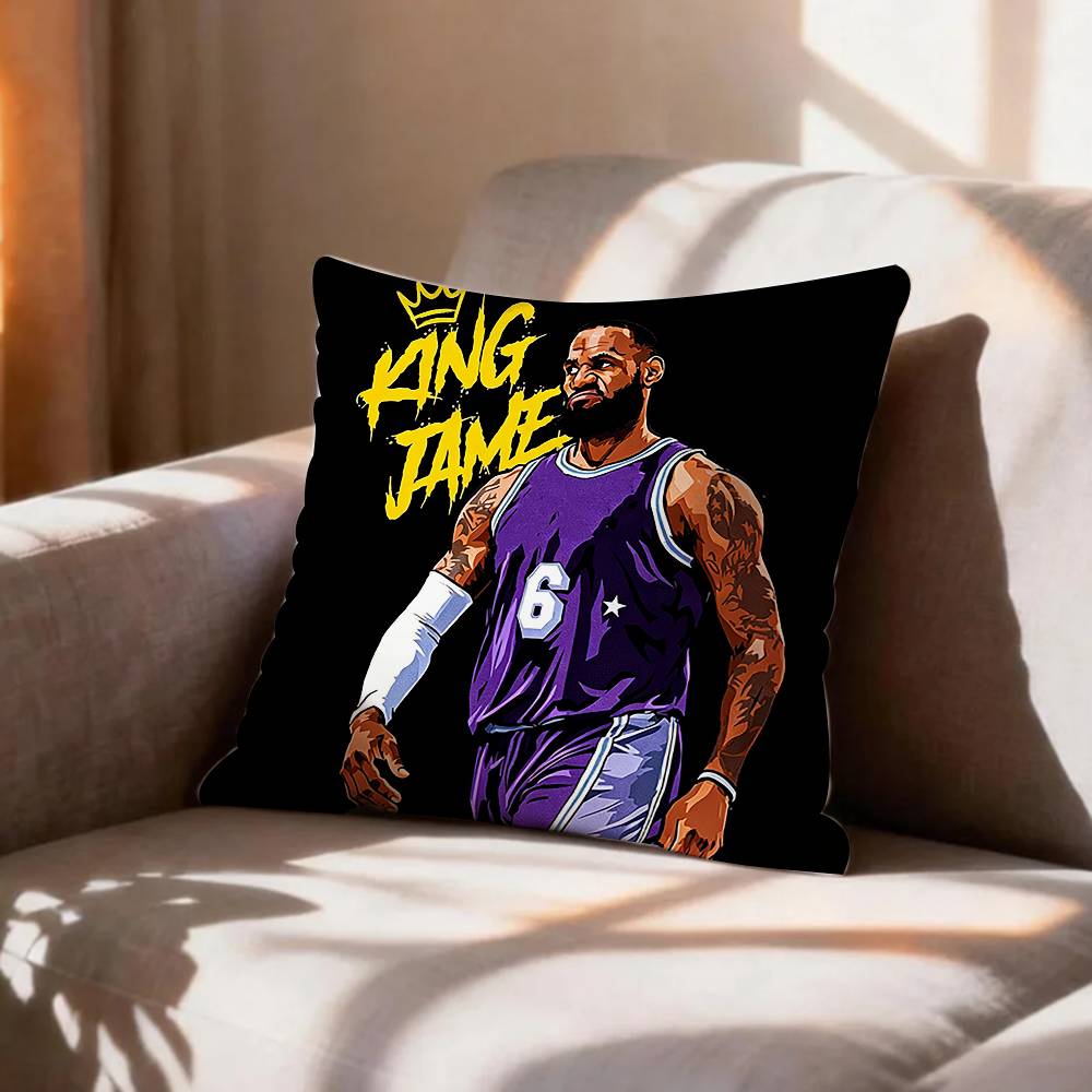 POP Basketball Player LLeBron James Pillow Case Pattern Printed Pillowcase For Living Room Sofa Cushion Cover