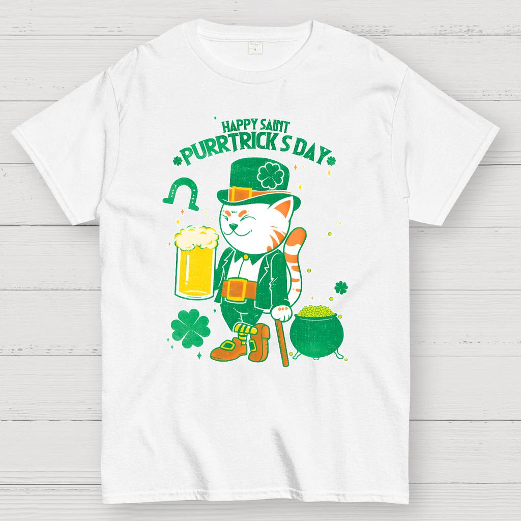 Cat St. Patrick's Day Cotton Summer Casual Cool Loose T-Shirt