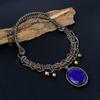 Blue Sapphire Necklace, Handmade Gemstone Necklace, 999 Copper Wire Wrapped Necklace Antique Jewelry, For Engagement Gift
