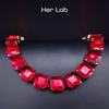 Her Lab | Квадратное сверкающее кластерное ожерелье с кубическим цирконием и красными цепочками для женщин