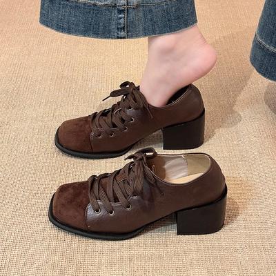 Ретро туфли на шнуровке на толстом каблуке, сезонный дизайн, модный темперамент, женские туфли Мэри Джейн на высоком каблуке