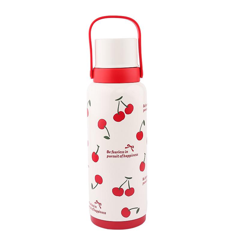 New Ins Stylish Thermos Cup Girls Stainless Water Cup Big Cap Cartoon Portable Portable Portable Cup Durable Durable