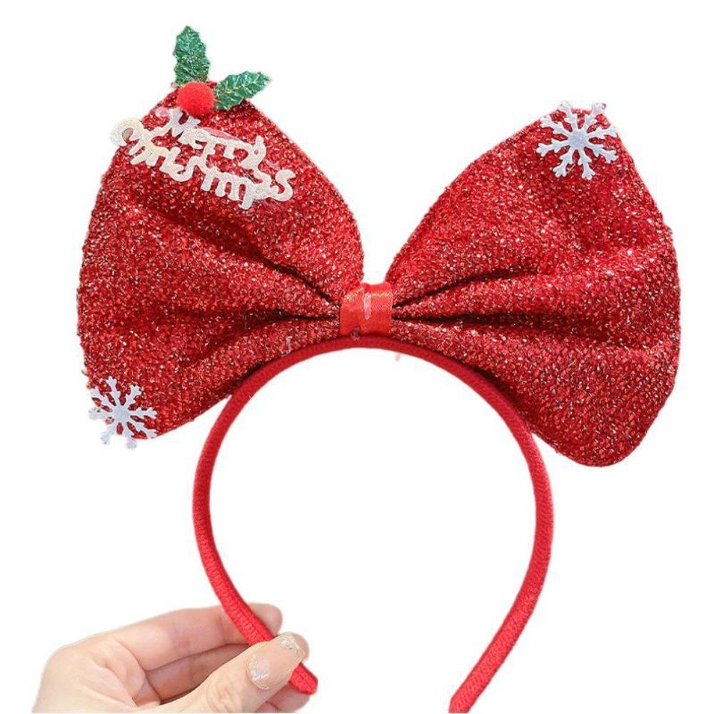 Non-slip Christmas Hairband Plush Christmas Headband Gift Bowknot Hair Hoop Party