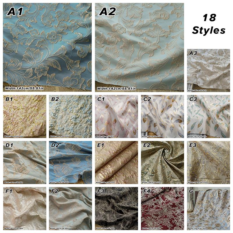1M Роскошная Золотая Шелковая Ткань Жаккардовая Ткань с Тиснением Цветов Тканая Парчовая Ткань Одежда Платье Костюм Сумка Обивка DIY Швейная Ткань