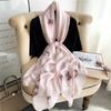 Big Size Women Scarf Spring Silk Hijabs Floral Print Shawls and Wraps Ladies Pashmina Bandana Foulard Soie Scarves