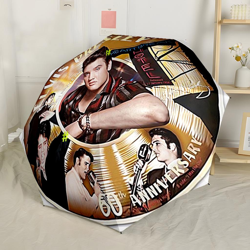Elvis Presley's Comeback Special Portable Automatic Umbrella Compact Durable 8 Rib Design Durable Plastic Iron All Season Umbrella for Travel