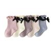 0-8Years Baby Socks for Autumn/winter New Bow-knot Baby Girl Socks Korean Style Cute Solid Color Soft Cotton Newborn Socks