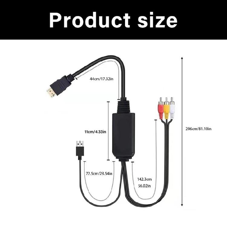 Advanced Hdmis to Avs Converter Cable 1080P Resolution USB Power Supply For Video Players Audios Video Synchronization