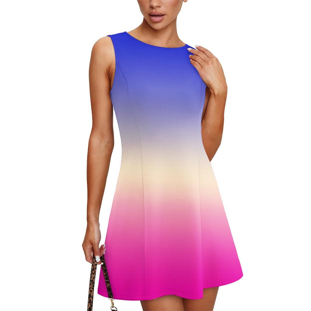 Women's Fashionable Casual Printed Sleeveless Round Neck Dress Sleeveless Round Neck Dress