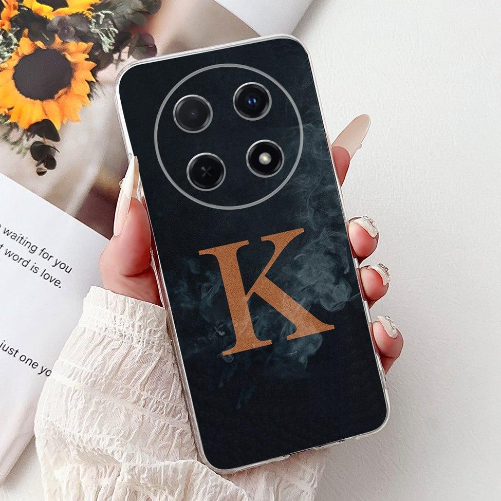 For Huawei Nova 12i Case Cover Clear Luxury A-Z Letter Flowers Soft Bumper Funda For Huawei Nova12i Phone Case CTR-AL20 CTR-L81