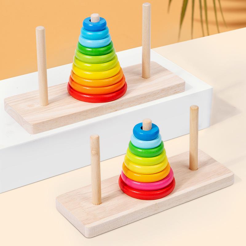 Hanoi Tower 8-10 Layer Wooden Toy for Developing Children's Logical Thinking and Intelligence
