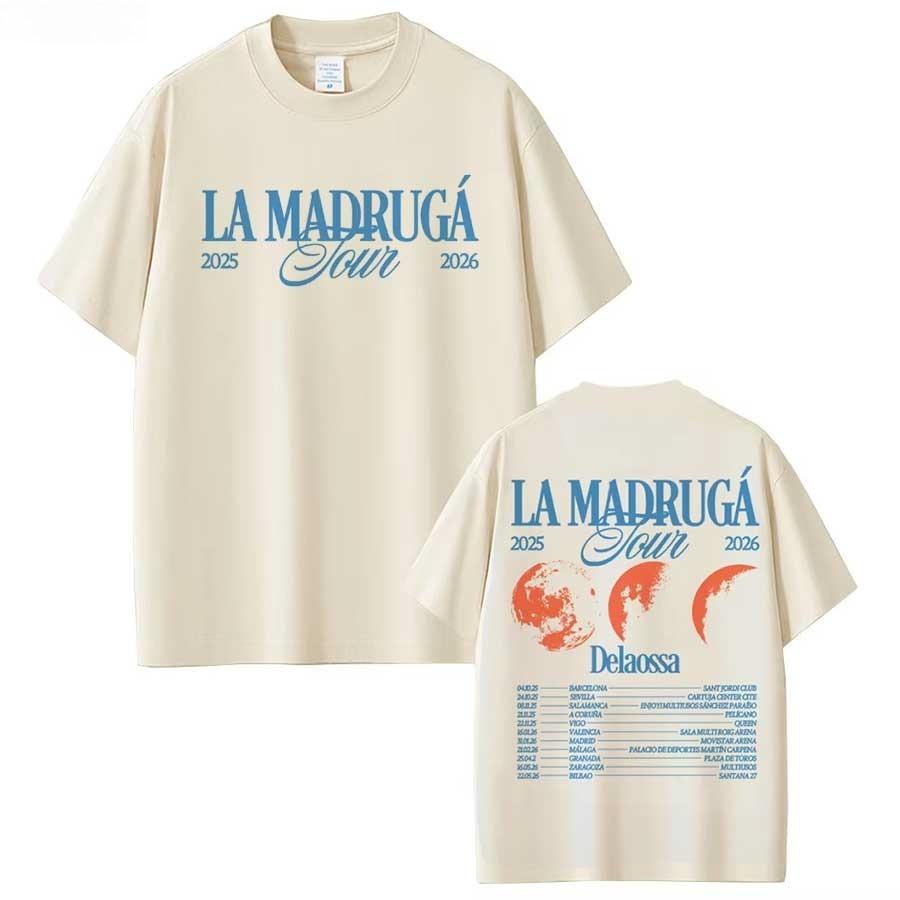 Rapper Delaossa La Madruga Tour 2026 T shirt for Men Women Hiphop Streetwear Pop music Tops pure Cotton TShirt