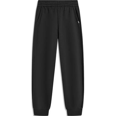 Li Ning Sports Lifestyle Series однотонные повседневные трикотажные брюки-джоггеры со средней талией, женские, черные AKLU566-2