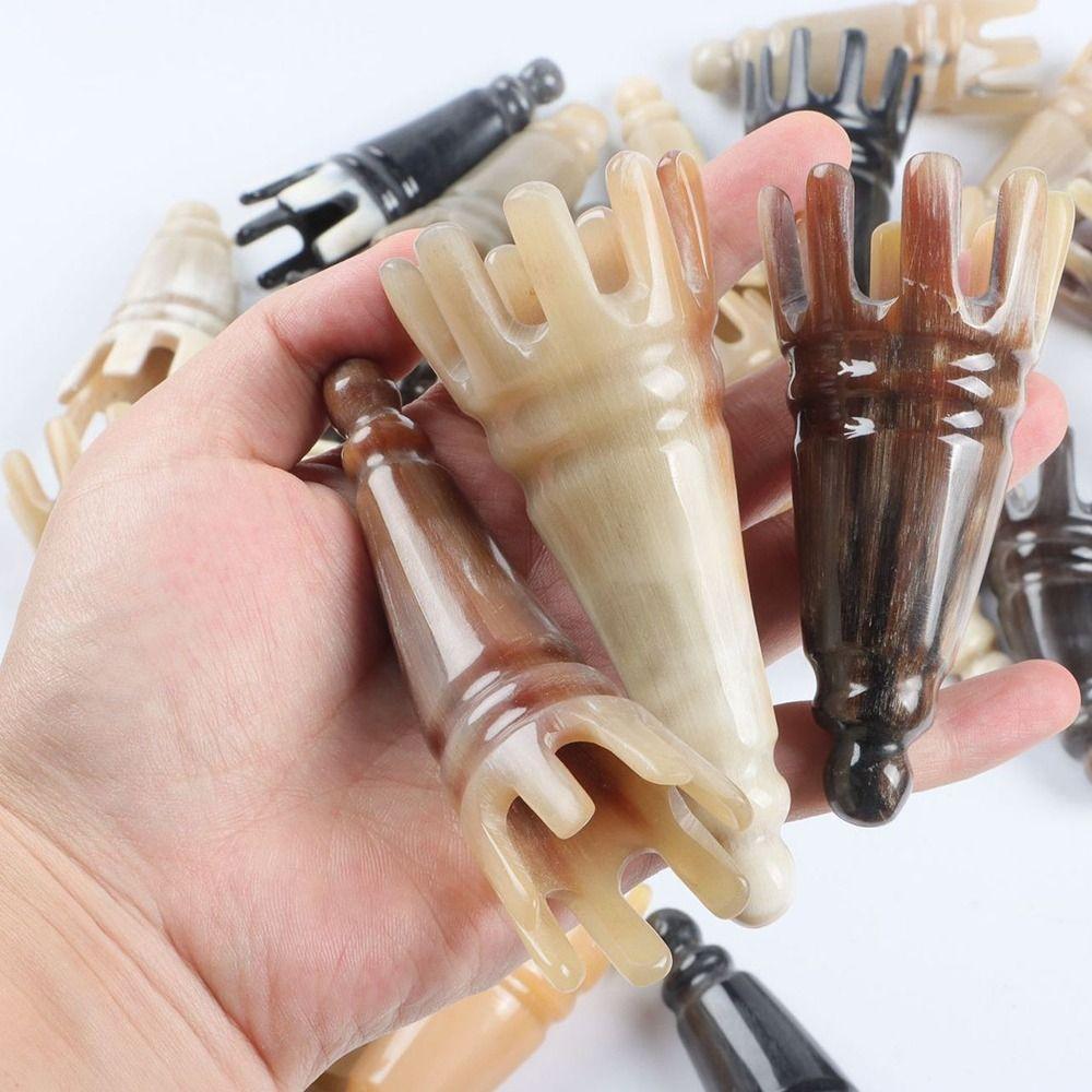 Scalp Massager Brush Long Pointed Shampoo Comb Scrapping Head Buffalo Horn Meridian Comb Hair Wash