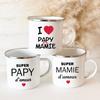 Эмалированная кружка с принтом Super Papy Mamie, креативные кофейные чашки, чашки для напитков, воды, молока, эмалированная кружка, домашняя посуда, подарки для бабушки и дедушки