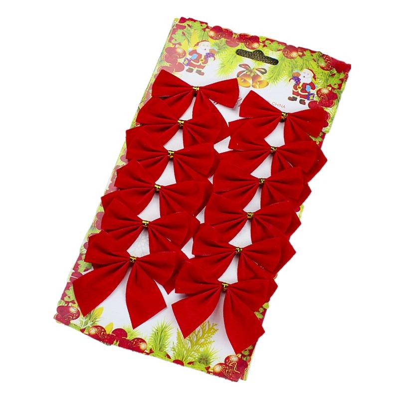 12pcs Bowknot Pendant Xmas Tree Ornaments Mini Christmas Decorations Christmas Bow Home Decoration