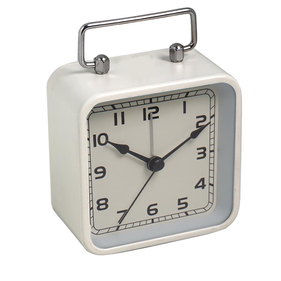 1PC Metal Square Small Alarm Clock Desktop Silent Clock Student Bed Sleep Luminous Quartz Table Clock.