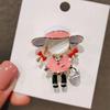 Fashion Little Girl Picnic Girl Double Ponytail Bow Girl Brooch