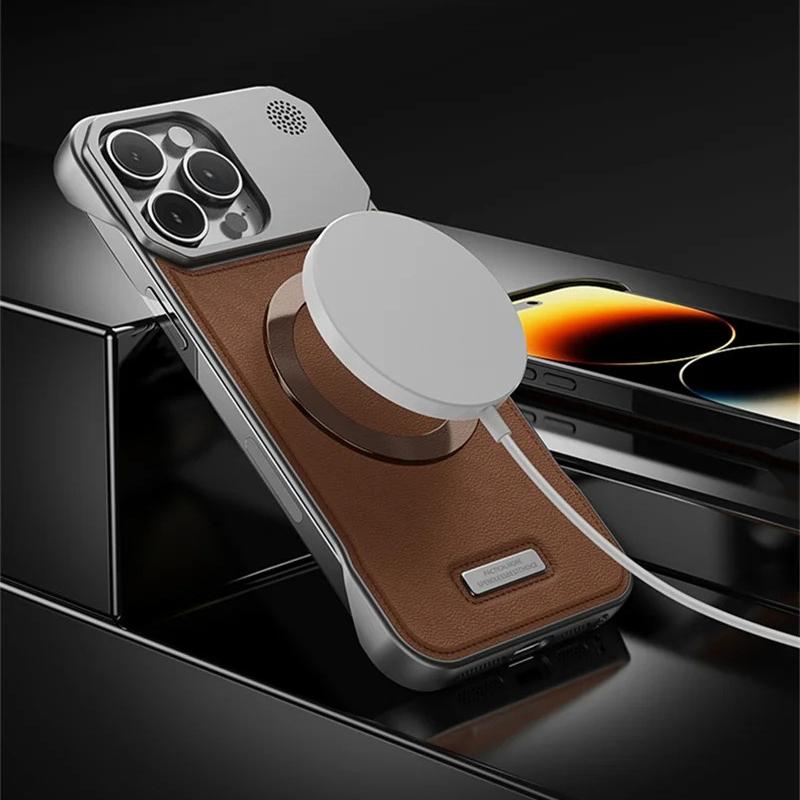 Для Magsafe Магнитный Кожаный Безрамочный Чехол для iPhone 17 Pro Max 17 Air 16 15 14 13 Беспроводная Зарядка Лучшее Тепло Жесткий Бампер