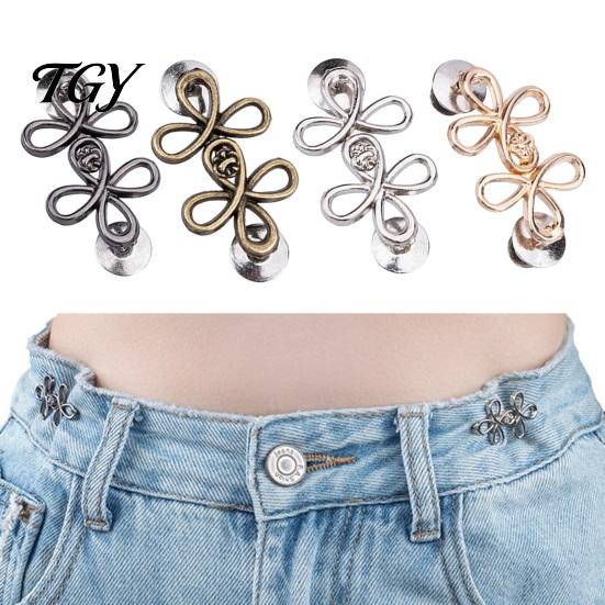 Adjustable Waist Button Pins Six-Leaf Pants Tightener Button, Detachable Loose Jeans Pin, Tightening No Sewing Required Buckle Clothing Accessories