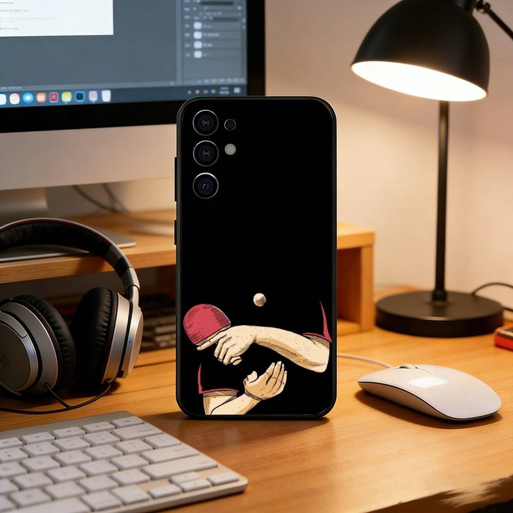 P-ping-pong paddle Phone Case Black Silicone Soft For Samsung S25,S24,S21,S22,S23,S30,Ultra,S20,Plus,Fe,Lite