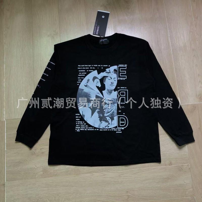 ERD Sad Rich Kid Graffiti Print Long Sleeve T-Shirt Loose Fit Streetwear Teens