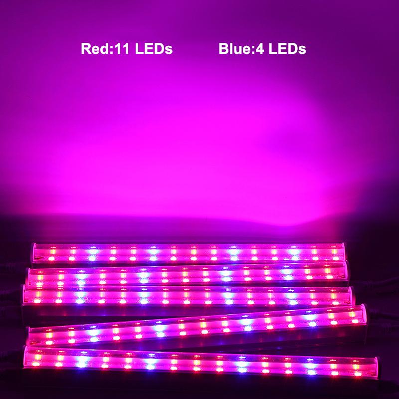 Полный набор 1–5 шт. 220 В T5 Трубчатый светильник Светодиодные фитолампы Полный спектр Светодиодный светильник для выращивания растений с вилкой европейского стандарта