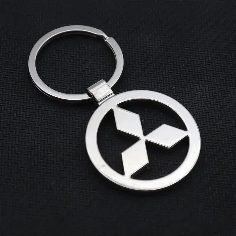 For Mitsubishi Metal Alloy Car Keychain Lancer 9 10 ASX L200 Colt Pajero Outlander Eclipse Key Ring Pendant Styling Accessories